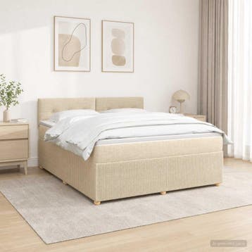 vidaXL Boxspringbed met matras Crèmekleurig 140 x 200 cm, Verzenden, Nieuw, Crème