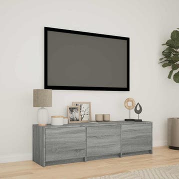 vidaXL TV-kast met LED 140x34x40 cm Grijze Sonoma, Minder dan 50 cm, Verzenden, Nieuw, Minder dan 100 cm
