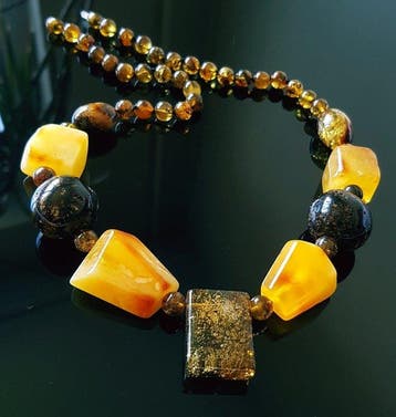 Amber Vintage Zeldzame Baltische Barnsteen Ketting met Grote