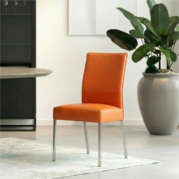 Leren eetkamerstoel Real - Toledo Orange (oranje) - Poten, Huis en Inrichting, Overige kleuren, Nieuw, Ophalen of Verzenden, Industrieel, Modern