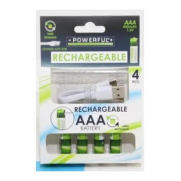 Oplaadbare AAA batterijen | PerfectLED | 4 stuks, Verzenden, Nieuw