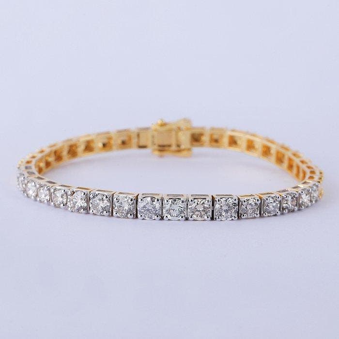 Tennis armband - 14 karaat Geel goud - 4.54ct. tw. Diamant, Sieraden, Tassen en Uiterlijk, Antieke sieraden
