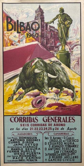 Garcia Campos - Plaza Toros de Bilbao (Spain) - Litho. -, Antiek en Kunst