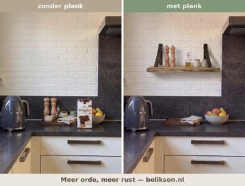 Massief houten wandplank met leren riemen — vanaf €39, Verzenden, Nieuw