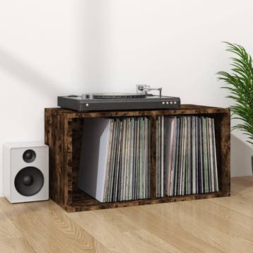 vidaXL Opbergbox voor LPs 71x34x36 cm bewerkt hout gerookt, Huis en Inrichting, Verzenden, Nieuw