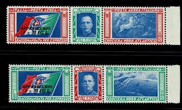 Koninkrijk Italië 1933 - Trittici Noord-Atlantische Cruise, Gestempeld