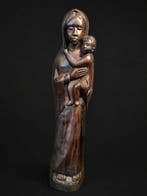 Beeld, Heilige Maria met kindje Jezus - 50 cm - Ebbenhout