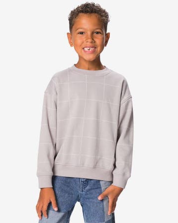 HEMA Kindertrui sweatstof blokken grijs, Verzenden, Nieuw