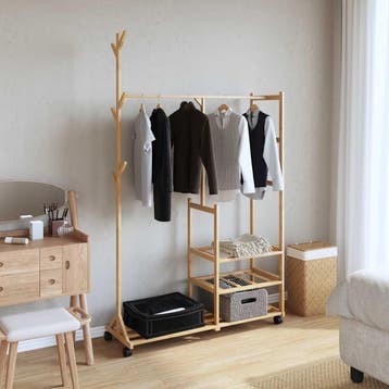 vidaXL Kledingrek met schappen en wielen 100x38x175,5 cm, Verzenden, Nieuw