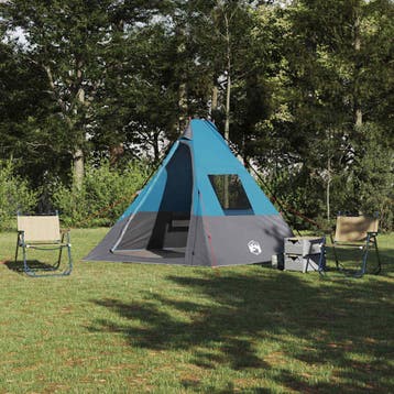 vidaXL Tipi Tent 6-persoons Waterdicht Blauw taft, Verzenden, Nieuw, Tot en met 2