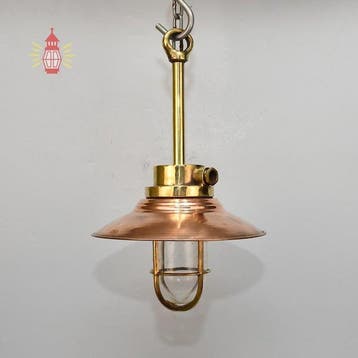 Plafondlamp - Messing, Glas, Antiek en Kunst