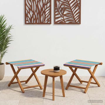 vidaXL Ligstoel 2 pcs massief eucalyptushout Meerkleurig, Verzenden, Nieuw