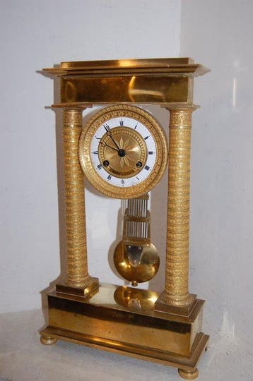 kolompendule - - Verguld brons - 1800-1850, Antiek en Kunst, Antiek | Klokken