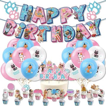Happy Birthday Cats poezen party pakket 38-delig, Ophalen of Verzenden, Nieuw