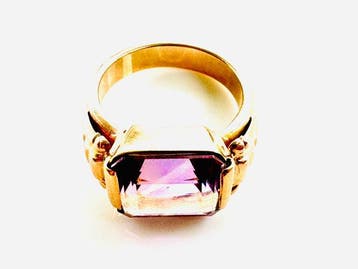 Ring - 18 karaat Geel goud - 4.90ct. tw. Amethist, Nieuw