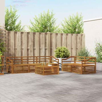 vidaXL Buiten bankenset 6 st Naturel Massief Acaciahout, Verzenden, Nieuw