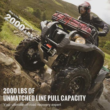 Elektrische Lier 2000lbs voor ATV/UTV - Staalkabel & Afstand, Verzenden, Nieuw