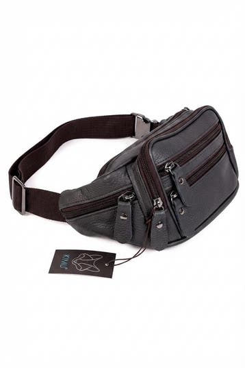 KIMU® Heuptasje Echt Leer Vakjes Taupe Fanny Pack Donkergrij, Sieraden, Tassen en Uiterlijk, Tassen | Damestassen, Ophalen of Verzenden