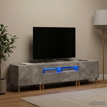 vidaXL 3-delige LED TV-kast DELFT Betongrijs Bewerkt hout, Huis en Inrichting, Kasten | Televisiemeubels, Minder dan 50 cm, Verzenden