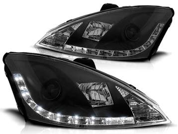 Koplampen Ford Focus 98-01 Devil Eyes real DRL LED Zwart, Auto-onderdelen, Ophalen of Verzenden, Nieuw