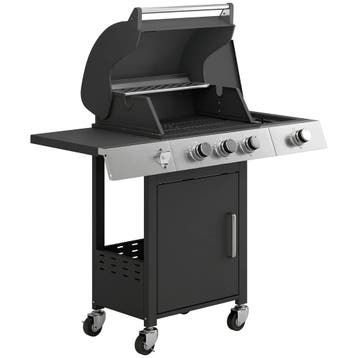 Gasgrill 10,5 KW 3+1 Branders BBQ Grillwagen Roestvrij Staal, Tuin en Terras, Verzenden