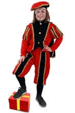 Pietenpak kinderen met cape rood-zwart - 128, Verzenden, Nieuw