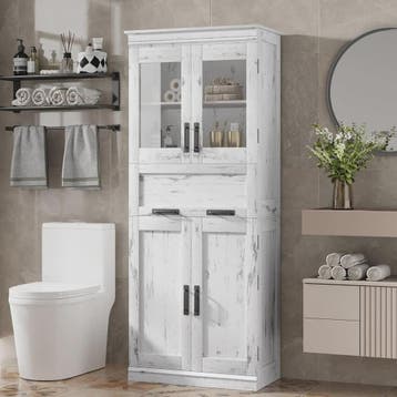 Hoge Kast met 4 Deuren, Lade en Glazen Deuren - 170 cm - Vee, Verzenden, Nieuw