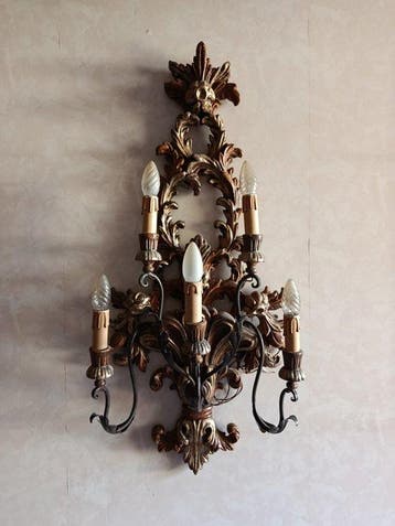 Wandkandelaar - Hout - Grote wandlamp - 90 cm