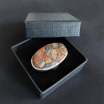 Ring van Maligano jaspis en massief zilver 925. Maat EU 58.
