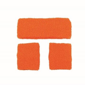Neon zweetband hoofd en pols oranje, Verzenden, Nieuw, Feestartikel