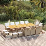 vidaXL 15-delige Tuinset met kussens poly rattan beige, Tuin en Terras, Verzenden, Nieuw, Rotan, Tuinset