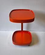 Bijzettafel - Plastic, Staal - in rode kunststof, Antiek en Kunst