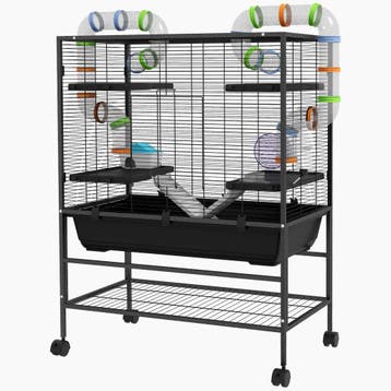 TRUUSK Hamsterkooi met Wielen - Buizen - Opbergruimte - Hell, Verzenden, Nieuw