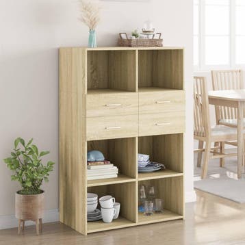 vidaXL buffetkast 80x42,5x124 cm bewerkt hout sonoma, Minder dan 50 cm, Verzenden, 75 cm of meer, 100 tot 150 cm
