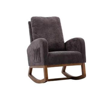 Gestoffeerde Schommelstoel – Houten Frame &amp; Hoge Rug, Verzenden, Nieuw