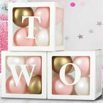 Drie doorzichtige letter ballon blokken Two wit, Verzenden, Nieuw, Versiering, Verjaardag
