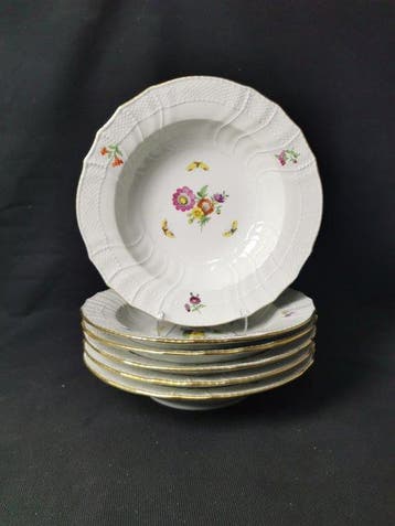 KPM Berlin globo con croce - Rocaille - 6 Piatti fondi -