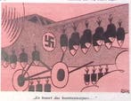 Duitsland bouwt bommenwerpers op spotprent (lijst optie), Antiek en Kunst, Kunst | Litho's en Zeefdrukken, Verzenden
