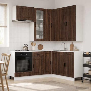 vidaXL Keukenblok PORTO 8 st Bruin eiken Bewerkt hout, Huis en Inrichting, Keuken | Keukenelementen, Verzenden, Nieuw, Bruin