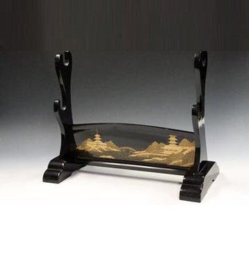 Antiek Japans Zwaardstand Katana-kake Zwarte Lak Gouden
