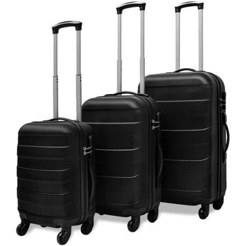 vidaXL 3-delige Kofferset hard 45,5/55/66 cm zwart, Verzenden, Nieuw