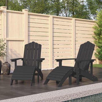 vidaXL Tuinstoelen 2 st Adirondack met voetensteunen HDPE, Verzenden, Nieuw