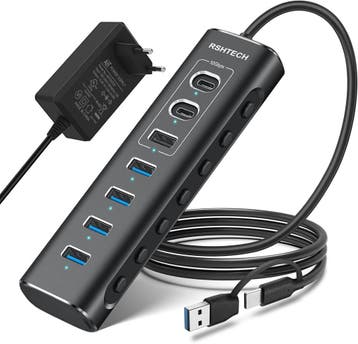 USB-C Hub 7-poorts | 10Gbps | Retourdeal 56% Korting, Harde schijf, Nieuw, Ophalen of Verzenden, USB-hub