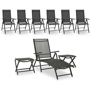 vidaXL 9-delige Loungeset zwart en antracietkleurig, Tuin en Terras, Verzenden, Nieuw, Aluminium, Loungeset