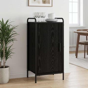 vidaXL Dressoir Zwart eiken 97 x 33 x 81 cm Bewerkt hout, Verzenden, Nieuw, Overige houtsoorten, Minder dan 50 cm