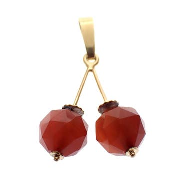 Gouden Cherry hanger met carneool (Hanger of bedel), Ophalen of Verzenden, Gebruikt, Goud, Overige merken