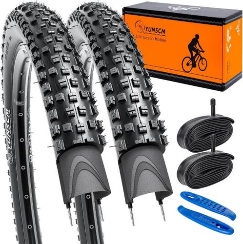 ZUKKA Set van 2 opvouwbare fietsbanden van 24 inch (61 cm), 24 x 2.125 mountainbike-banden, mantel 57-507 en 2 stuks 24 binnenbanden voor mountainbike, crusier bike, commuter bike