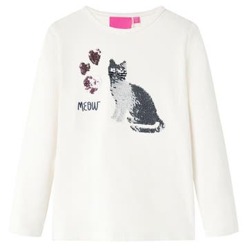 vidaXL Kindershirt met lange mouwen 128 ecru, Verzenden