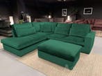 Hoekbank Leusden - hoekbanken - Groen - Velvetstof, Nieuw, 150 cm of meer, Stof, 250 tot 300 cm
