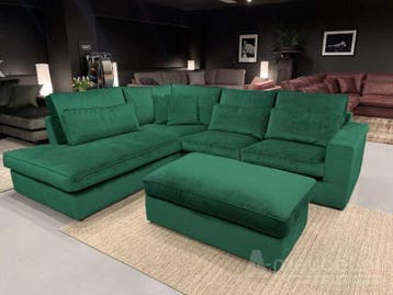 Hoekbank Leusden - hoekbanken - Groen - Velvetstof, Huis en Inrichting, Nieuw, 150 cm of meer, Stof, 250 tot 300 cm